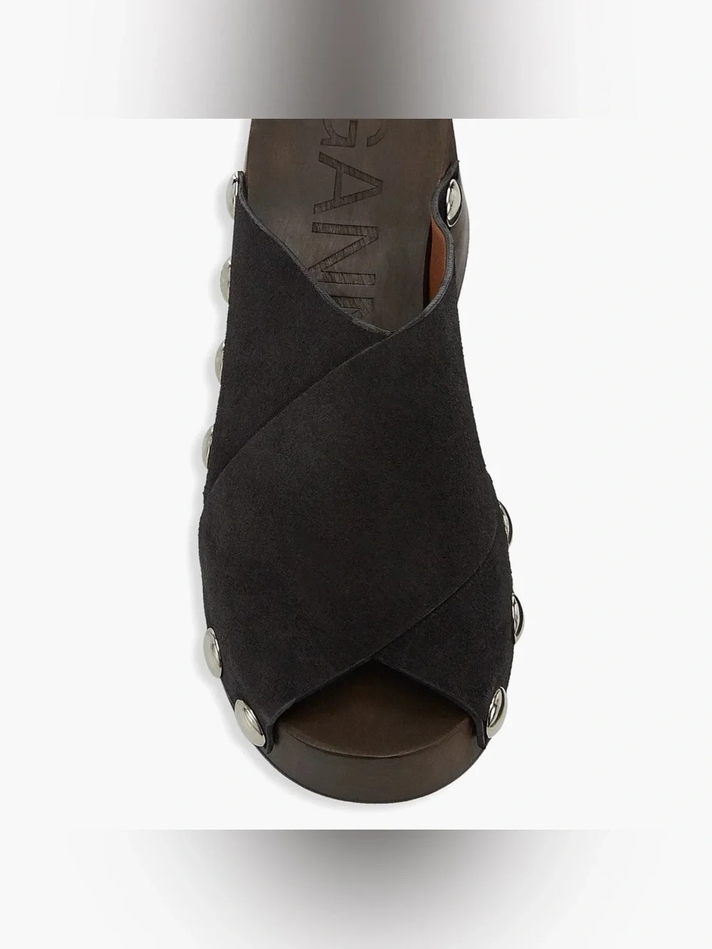 Ganni Black Suede Platform Clog Sandals, 40